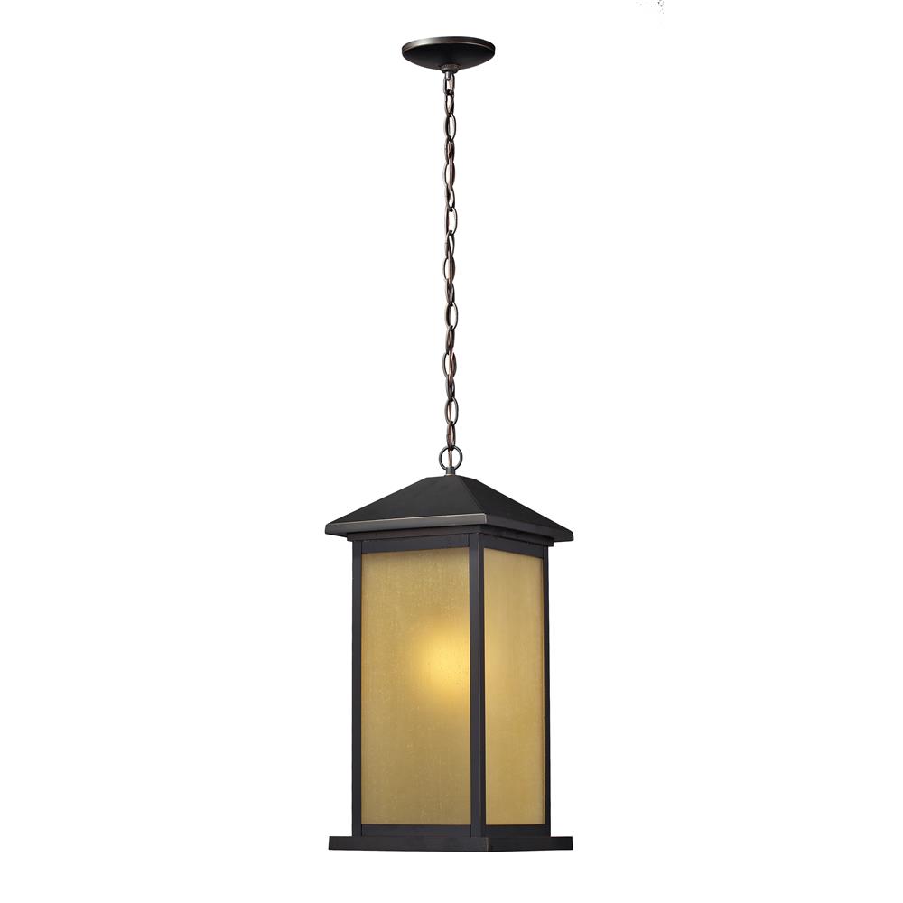 Z-Lite 548CHB-ORB Outdoor Chain Light in Oil Rubbed Bronze with a Tinted Seedy Shade